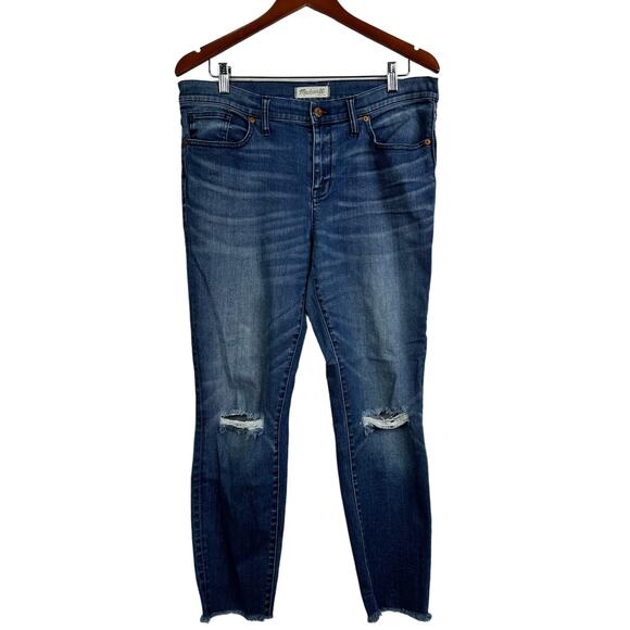 MADEWELL Ripped Knee Hem Skinny Skinny Ankle Stretch Jeans Size 32 - Picture 1 of 10